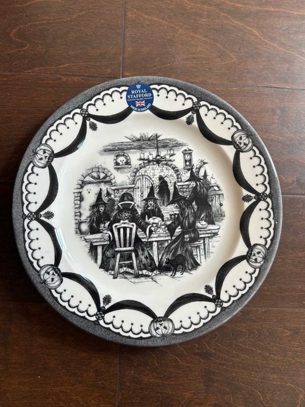 Royal Stafford set of 2 Witches Dinner Plates New Halloween Victorian